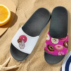 Men's Flamingo Themed Slide Sandals with Colorful Pattern – Casual & Fun Style for Beach, Poolside & Summer Vacations