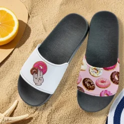 Men's Flamingo Themed Slide Sandals with Colorful Pattern – Casual & Fun Style for Beach, Poolside & Summer Vacations