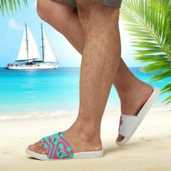 Men's Flamingo Themed Slide Sandals with Colorful Pattern – Casual & Fun Style for Beach, Poolside & Summer Vacations