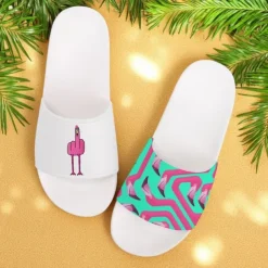 Men's Flamingo Themed Slide Sandals with Colorful Pattern – Casual & Fun Style for Beach, Poolside & Summer Vacations