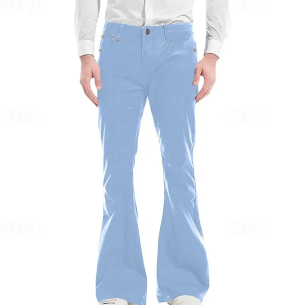 Men's Flared Pants Trousers Casual Pants Pocket Plain Comfort Breathable Outdoor Daily Going out Fashion Casual Black White