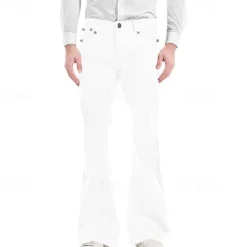 Men's Flared Pants Trousers Casual Pants Pocket Plain Comfort Breathable Outdoor Daily Going out Fashion Casual Black White