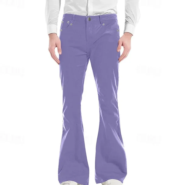 Men's Flared Pants Trousers Casual Pants Pocket Plain Comfort Breathable Outdoor Daily Going out Fashion Casual Black White