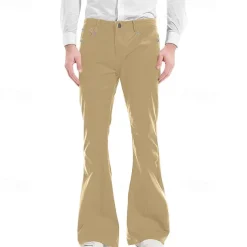 Men's Flared Pants Trousers Casual Pants Pocket Plain Comfort Breathable Outdoor Daily Going out Fashion Casual Black White