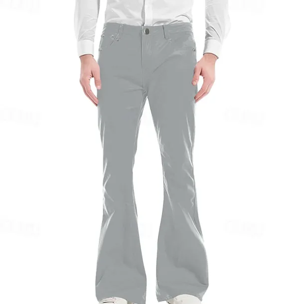 Men's Flared Pants Trousers Casual Pants Pocket Plain Comfort Breathable Outdoor Daily Going out Fashion Casual Black White