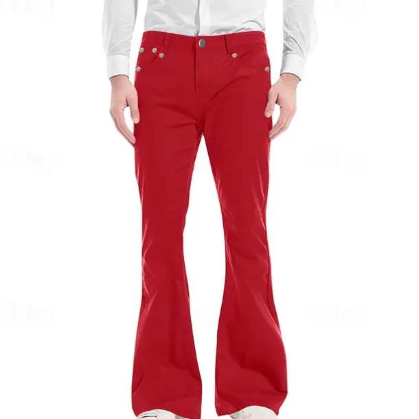 Men's Flared Pants Trousers Casual Pants Pocket Plain Comfort Breathable Outdoor Daily Going out Fashion Casual Black White