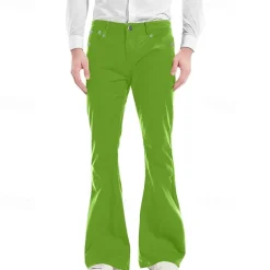 Men's Flared Pants Trousers Casual Pants Pocket Plain Comfort Breathable Outdoor Daily Going out Fashion Casual Black White