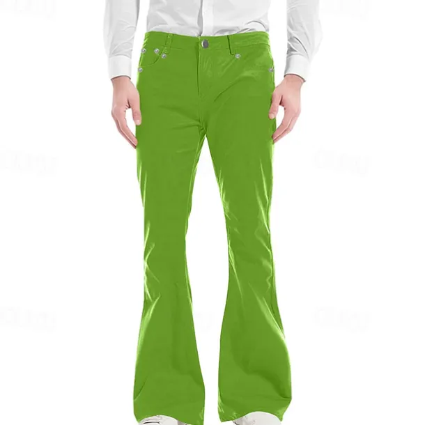 Men's Flared Pants Trousers Casual Pants Pocket Plain Comfort Breathable Outdoor Daily Going out Fashion Casual Black White