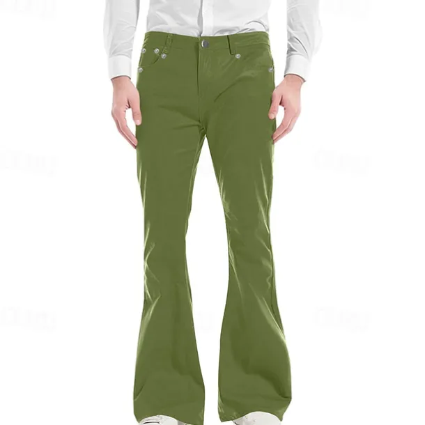 Men's Flared Pants Trousers Casual Pants Pocket Plain Comfort Breathable Outdoor Daily Going out Fashion Casual Black White