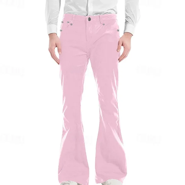 Men's Flared Pants Trousers Casual Pants Pocket Plain Comfort Breathable Outdoor Daily Going out Fashion Casual Black White