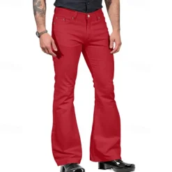 Men's Flared Pants Trousers Casual Pants Buttons Pocket Plain Comfort Outdoor Daily Fashion Casual ArmyGreen Black Micro-elastic