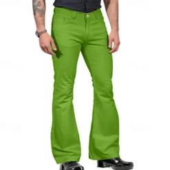 Men's Flared Pants Trousers Casual Pants Buttons Pocket Plain Comfort Outdoor Daily Fashion Casual ArmyGreen Black Micro-elastic