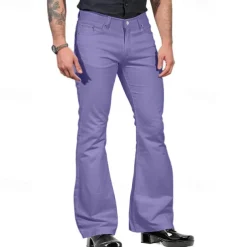 Men's Flared Pants Trousers Casual Pants Buttons Pocket Plain Comfort Outdoor Daily Fashion Casual ArmyGreen Black Micro-elastic