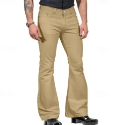 Men's Flared Pants Trousers Casual Pants Buttons Pocket Plain Comfort Outdoor Daily Fashion Casual ArmyGreen Black Micro-elastic