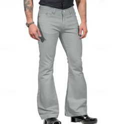 Men's Flared Pants Trousers Casual Pants Buttons Pocket Plain Comfort Outdoor Daily Fashion Casual ArmyGreen Black Micro-elastic