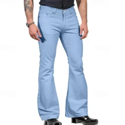 Men's Flared Pants Trousers Casual Pants Buttons Pocket Plain Comfort Outdoor Daily Fashion Casual ArmyGreen Black Micro-elastic