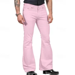 Men's Flared Pants Trousers Casual Pants Buttons Pocket Plain Comfort Outdoor Daily Fashion Casual ArmyGreen Black Micro-elastic