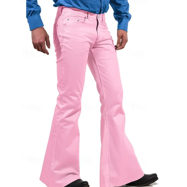 Men's Flared Pants Trousers Casual Pants Pocket Elastic Waist Plain Comfort Breathable Outdoor Daily Going out Fashion Casual Black White