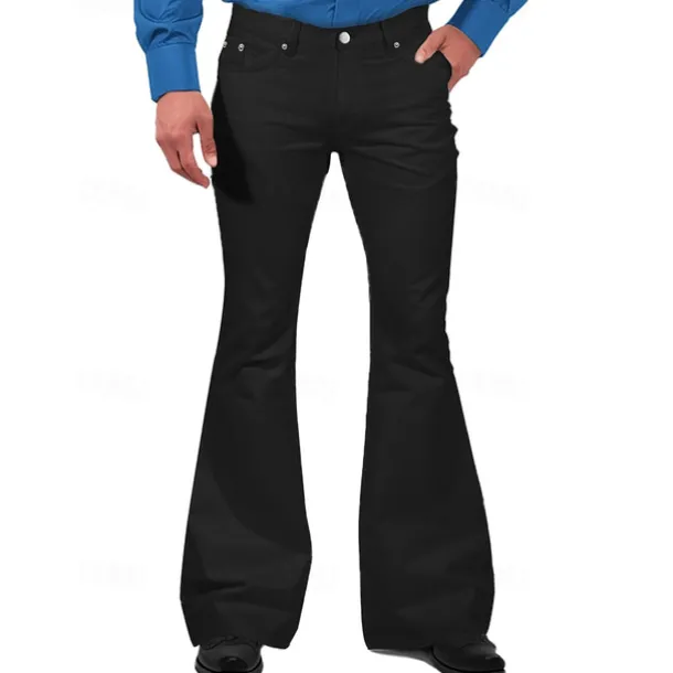 Men's Flared Pants Trousers Casual Pants Pocket Elastic Waist Plain Comfort Breathable Outdoor Daily Going out Fashion Casual Black White