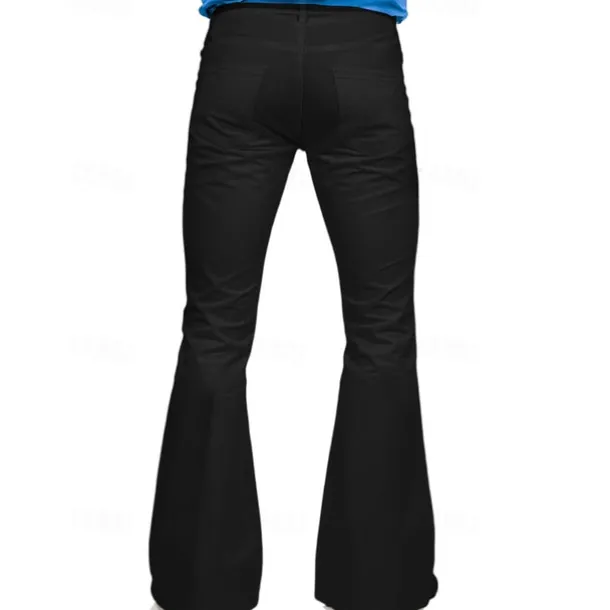 Men's Flared Pants Trousers Casual Pants Pocket Elastic Waist Plain Comfort Breathable Outdoor Daily Going out Fashion Casual Black White