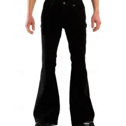 Men's Flared Pants Trousers Casual Pants Pocket Elastic Waist Plain Comfort Breathable Outdoor Daily Going out Fashion Casual Black White