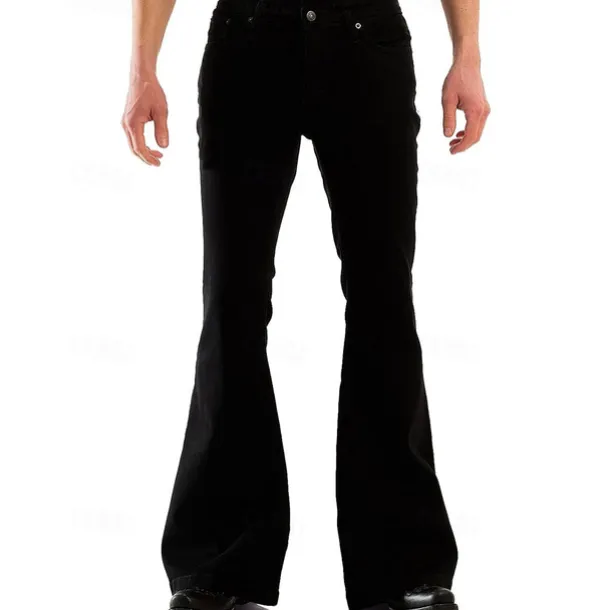 Men's Flared Pants Trousers Casual Pants Pocket Elastic Waist Plain Comfort Breathable Outdoor Daily Going out Fashion Casual Black White