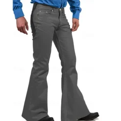 Men's Flared Pants Trousers Casual Pants Pocket Elastic Waist Plain Comfort Breathable Outdoor Daily Going out Fashion Casual Black White