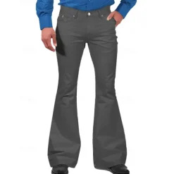 Men's Flared Pants Trousers Casual Pants Pocket Elastic Waist Plain Comfort Breathable Outdoor Daily Going out Fashion Casual Black White