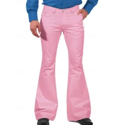 Men's Flared Pants Trousers Casual Pants Pocket Elastic Waist Plain Comfort Breathable Outdoor Daily Going out Fashion Casual Black White