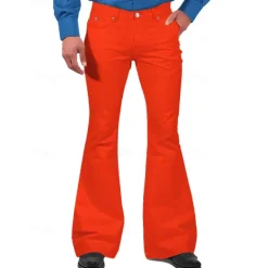 Men's Flared Pants Trousers Casual Pants Pocket Elastic Waist Plain Comfort Breathable Outdoor Daily Going out Fashion Casual Black White