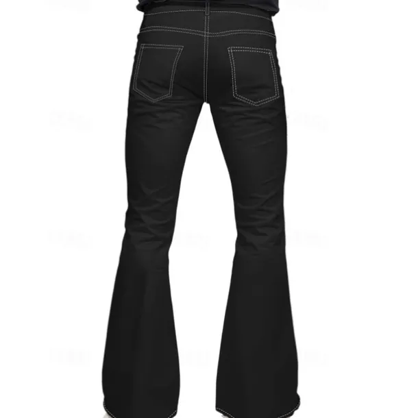 Men's Flared Pants Trousers Casual Pants Pocket Elastic Waist Plain Comfort Breathable Outdoor Daily Going out Fashion Casual Black White