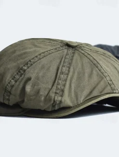 Men's Flat Cap Ascot Hat Newsboy Hat Black Blue Cotton Fashion Casual Street Daily Plain Tightness Adjustable Around 60cm Sunscreen Breathable