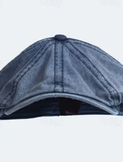 Men's Flat Cap Ascot Hat Newsboy Hat Black Blue Cotton Fashion Casual Street Daily Plain Tightness Adjustable Around 60cm Sunscreen Breathable