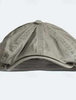 Men's Flat Cap Ascot Hat Newsboy Hat Black Blue Cotton Fashion Casual Street Daily Plain Tightness Adjustable Around 60cm Sunscreen Breathable