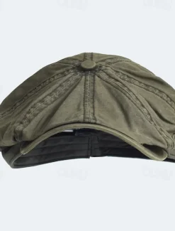 Men's Flat Cap Ascot Hat Newsboy Hat Black Blue Cotton Fashion Casual Street Daily Plain Tightness Adjustable Around 60cm Sunscreen Breathable