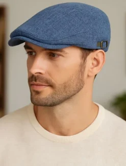 Men's Flat Cap Ascot Hat Newsboy Hat Black Blue Cotton / Linen Blend Fashion Casual Street Daily Plain Adjustable Sunscreen Breathable