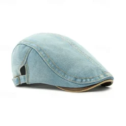 Men's Flat Cap Ascot Hat Newsboy Hat Black Navy Blue Denim Fashion Casual Street Daily Plain Adjustable Sunscreen Breathable