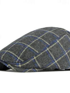 Men's Flat Cap Baseball Cap Military Cap Cadet Hat Red Blue Polyester Fashion Casual Street Daily Plaid Adjustable Sunscreen Breathable