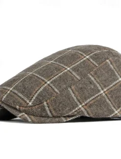 Men's Flat Cap Baseball Cap Military Cap Cadet Hat Red Blue Polyester Fashion Casual Street Daily Plaid Adjustable Sunscreen Breathable