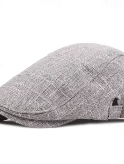 Men's Flat Cap Black Beige Flax Fashion Streetwear Stylish 1920s Fashion Outdoor Daily Going out Plain Warm