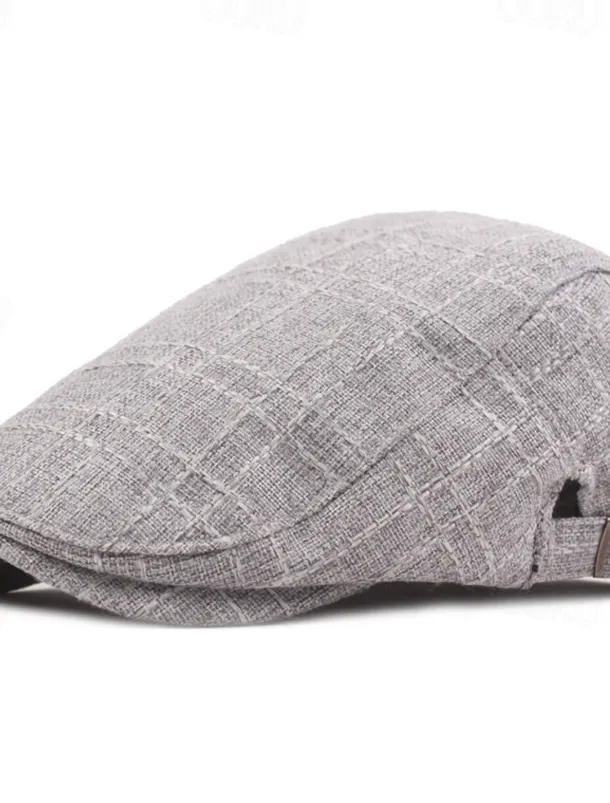 Men's Flat Cap Black Beige Flax Fashion Streetwear Stylish 1920s Fashion Outdoor Daily Going out Plain Warm