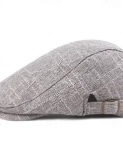 Men's Flat Cap Black Beige Flax Fashion Streetwear Stylish 1920s Fashion Outdoor Daily Going out Plain Warm