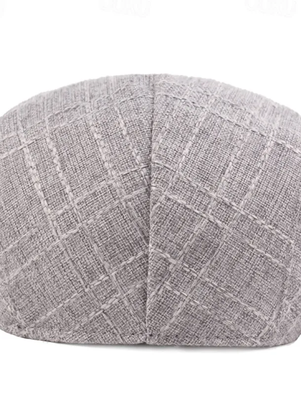 Men's Flat Cap Black Beige Flax Fashion Streetwear Stylish 1920s Fashion Outdoor Daily Going out Plain Warm