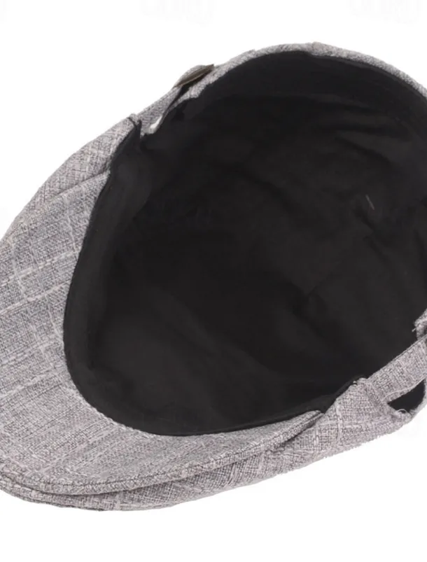 Men's Flat Cap Black Beige Flax Fashion Streetwear Stylish 1920s Fashion Outdoor Daily Going out Plain Warm