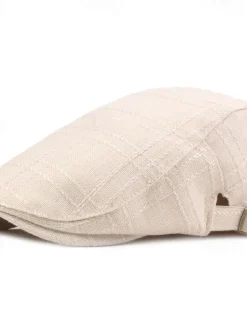 Men's Flat Cap Black Beige Flax Fashion Streetwear Stylish 1920s Fashion Outdoor Daily Going out Plain Warm