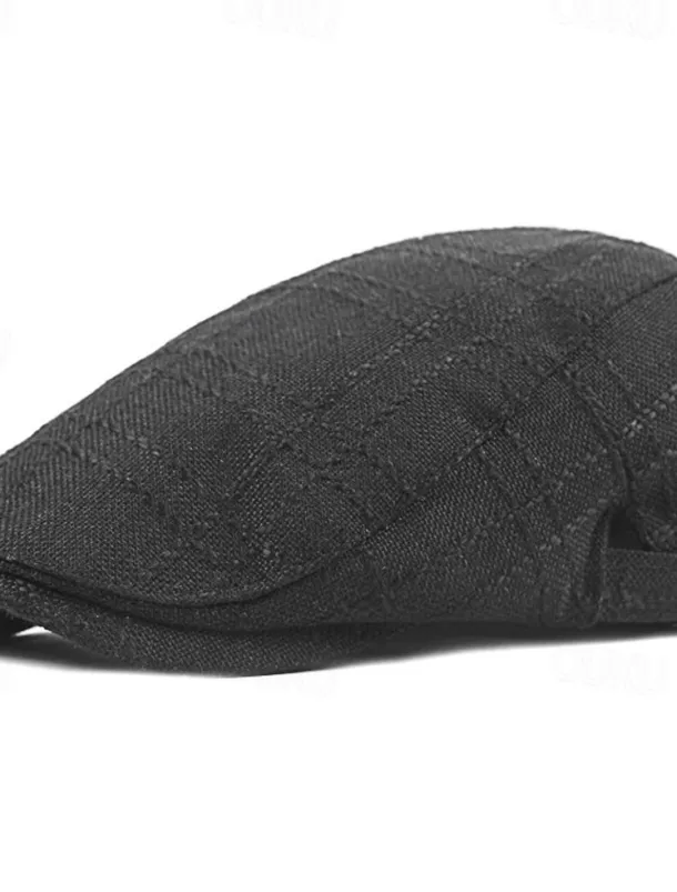 Men's Flat Cap Black Beige Flax Fashion Streetwear Stylish 1920s Fashion Outdoor Daily Going out Plain Warm