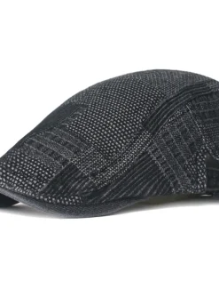 Men's Flat Cap Black Blue Denim Streetwear Stylish 1920s Fashion Outdoor Daily Going out Lattice Warm
