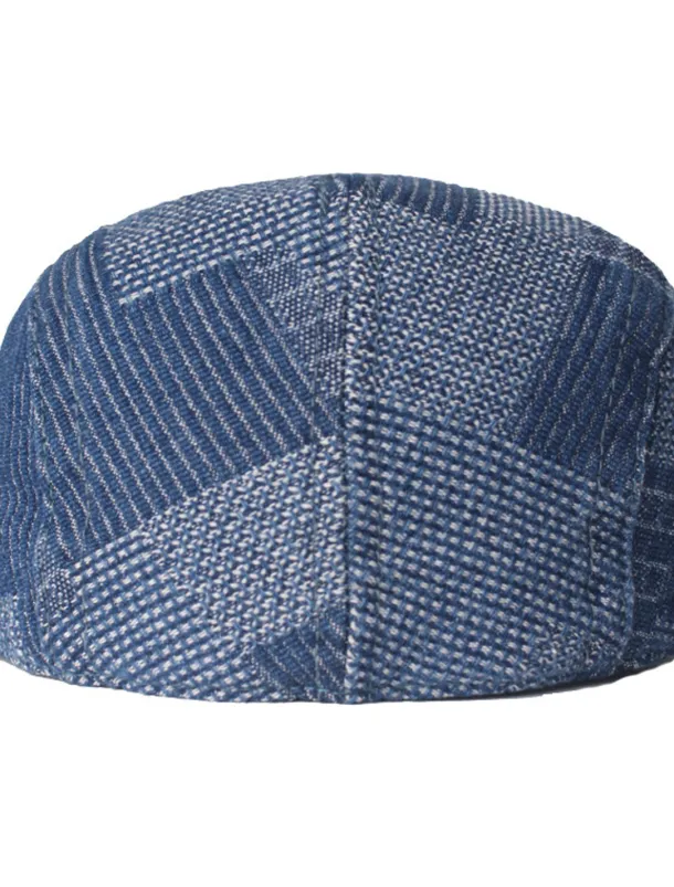 Men's Flat Cap Black Blue Denim Streetwear Stylish 1920s Fashion Outdoor Daily Going out Lattice Warm