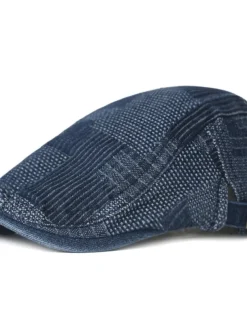 Men's Flat Cap Black Blue Denim Streetwear Stylish 1920s Fashion Outdoor Daily Going out Lattice Warm