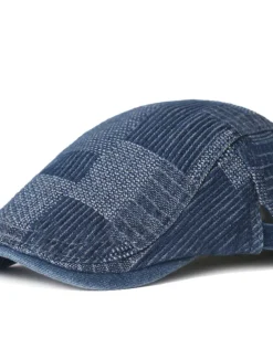 Men's Flat Cap Black Blue Denim Streetwear Stylish 1920s Fashion Outdoor Daily Going out Lattice Warm